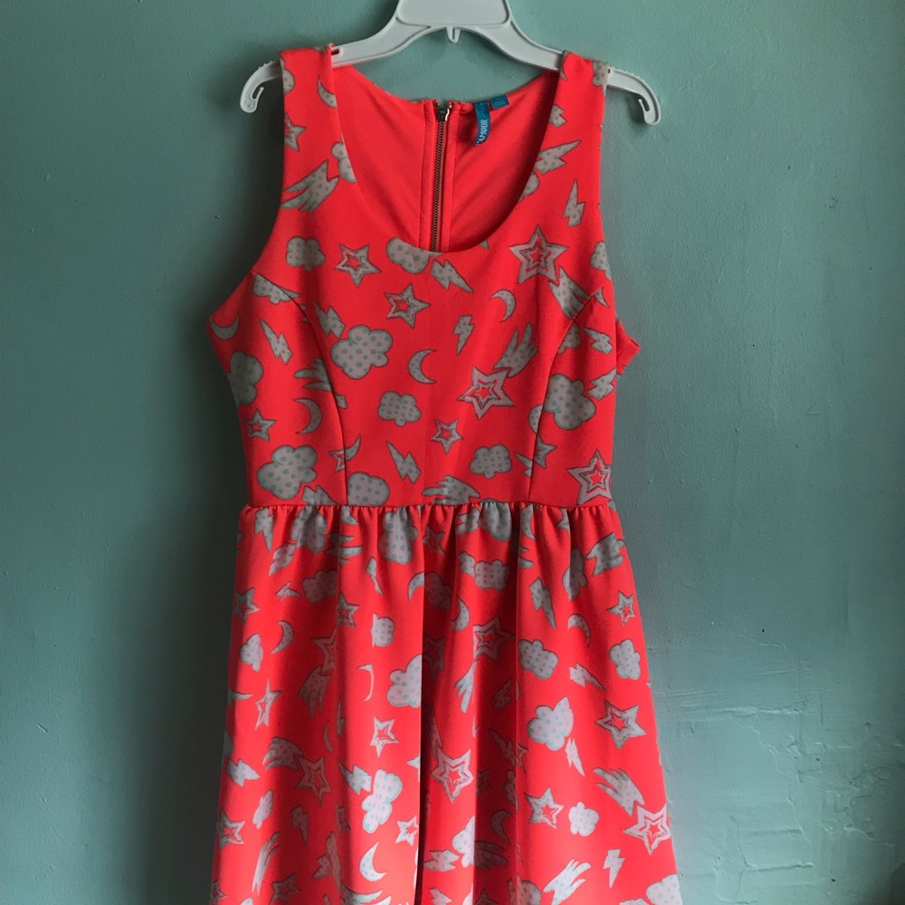 L’amour Nanette Lepore Neon Zip Up Skater Dress